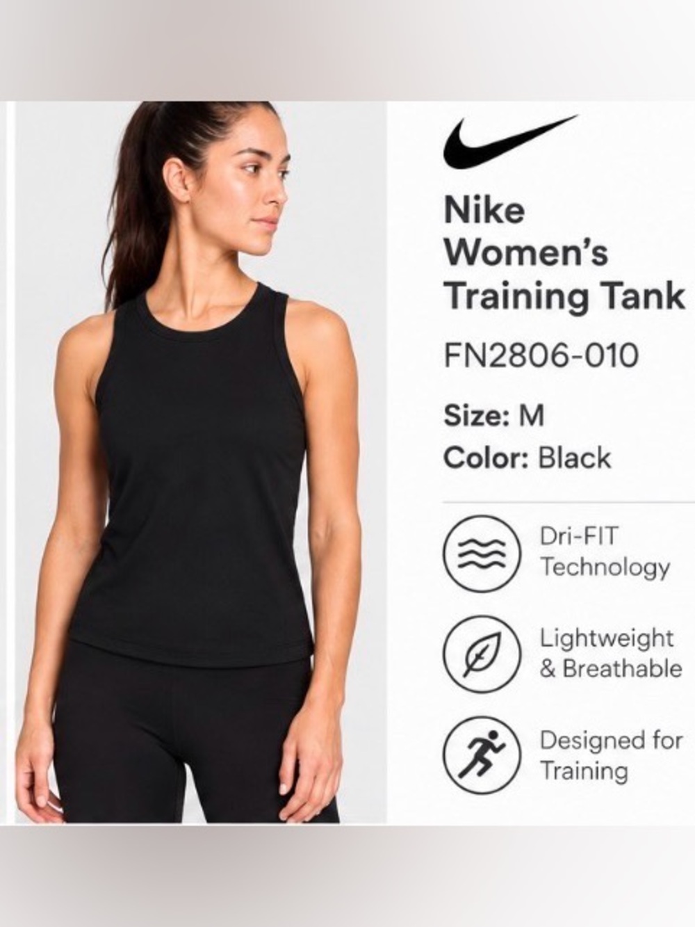 New w/tag - Nike Women’s Black Cropped Tank - M